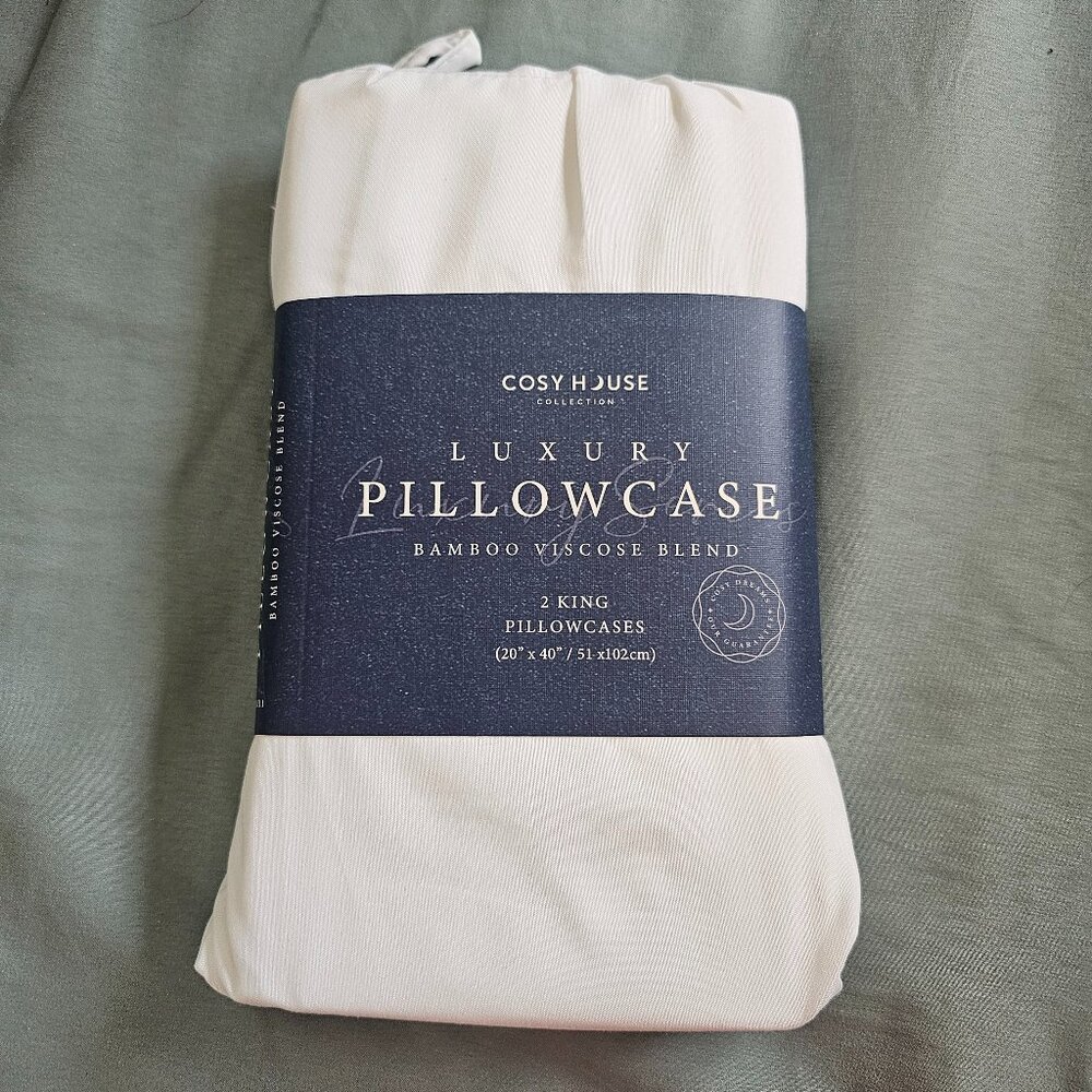 Bamboo Viscose Blend White Pillow Case Set - King Size